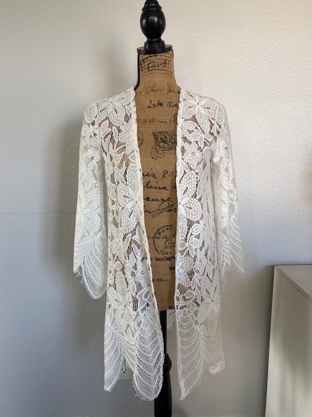 White Floral Lace Kimono (Bikini) Cover-Up